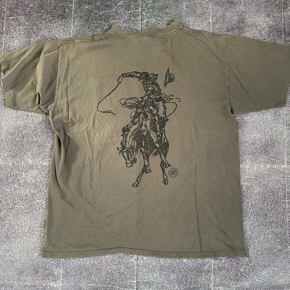 Men's Vintage 90's Marlboro Country Cowboy Brown Black Pocket T Shirt Tee Sz XL - Picture 1 of 6